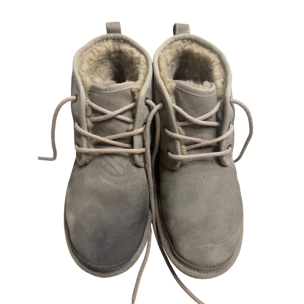 UGG Neumel Grey Suede Sheepskin Lined Lace Up Chukka Boots